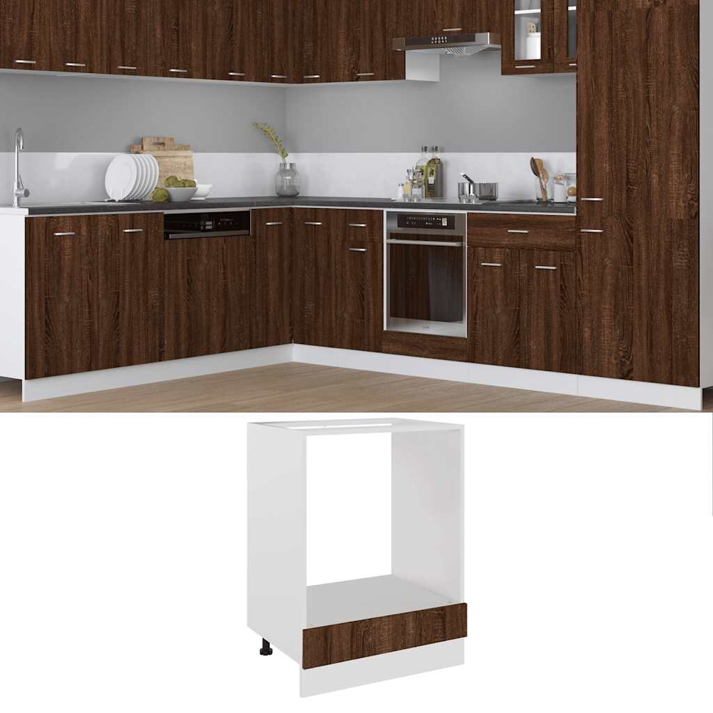 vidaXL Шкаф за фурна "Рига" кафяв дъб 60x46x815 см инженерно дърво