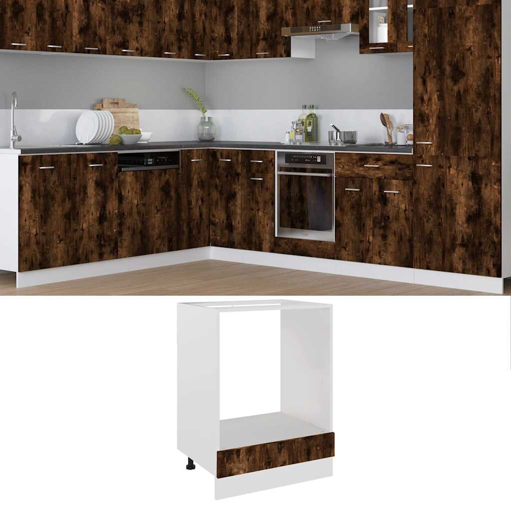 vidaXL Шкаф за фурна "Рига" опушен дъб 60x46x815 см инженерно дърво