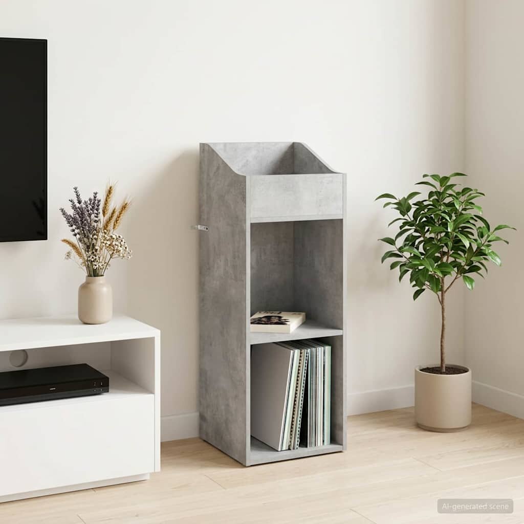 vidaXL Шкаф за грамофонни плочи Бетонно сиво 36 x 36 x 955 см