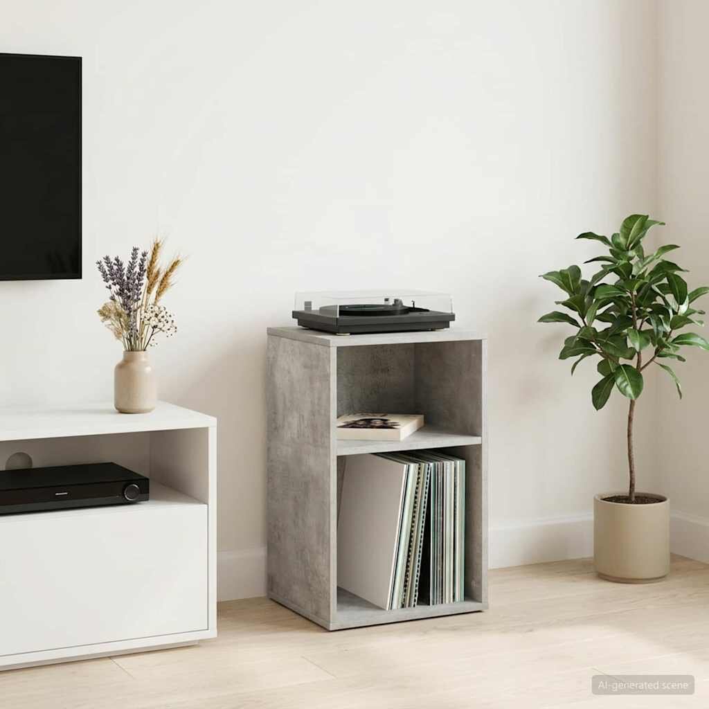 vidaXL Шкаф за грамофонни плочи Бетонно сиво 38 x 33 x 61 см