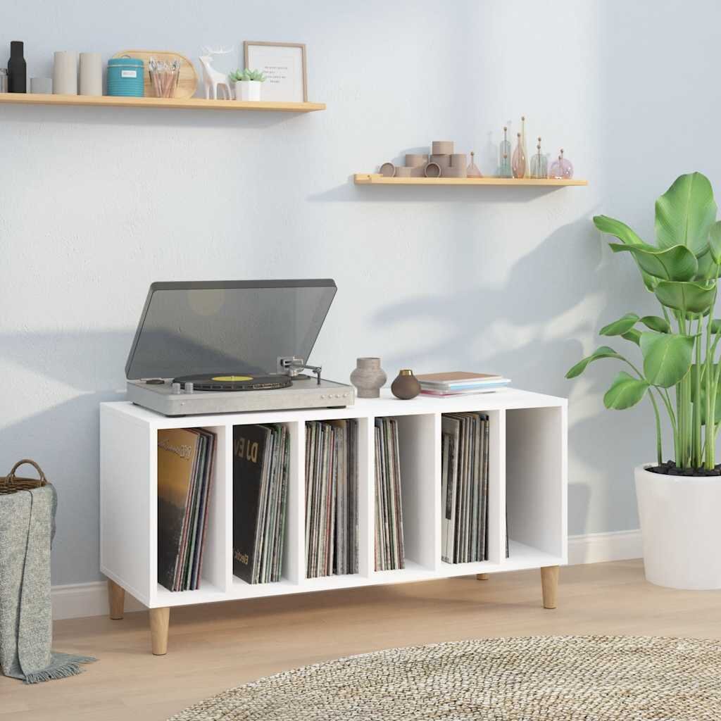 vidaXL Шкаф за грамофонни плочи бял 100x38x48 см инженерно дърво