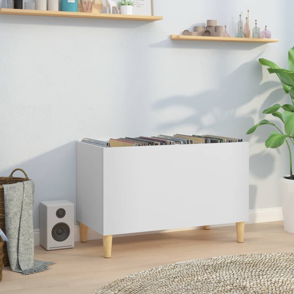 vidaXL Шкаф за грамофонни плочи бял 745x38x48 см инженерно дърво