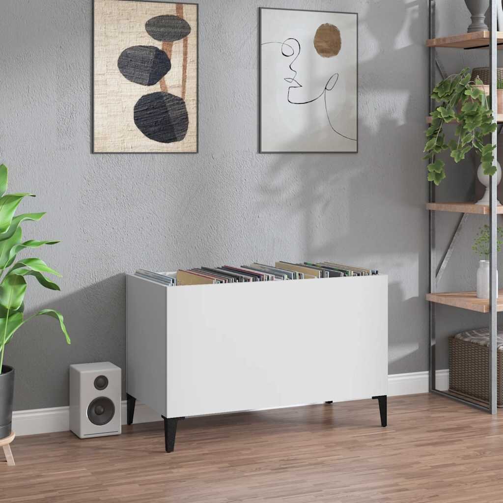 vidaXL Шкаф за грамофонни плочи бял 745x38x48 см инженерно дърво