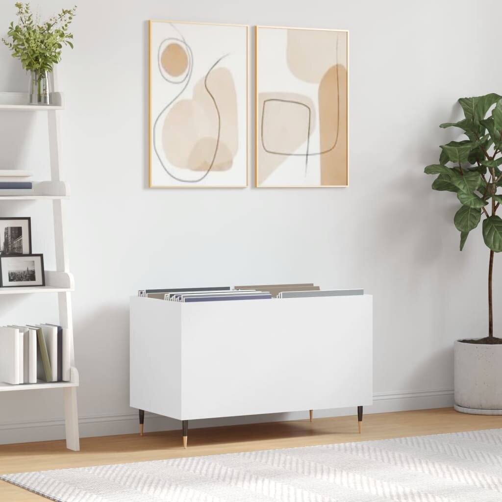 vidaXL Шкаф за грамофонни плочи бял 745x38x48 см инженерно дърво