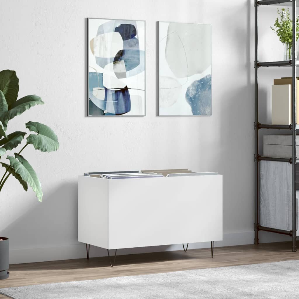 vidaXL Шкаф за грамофонни плочи бял 745x38x48 см инженерно дърво