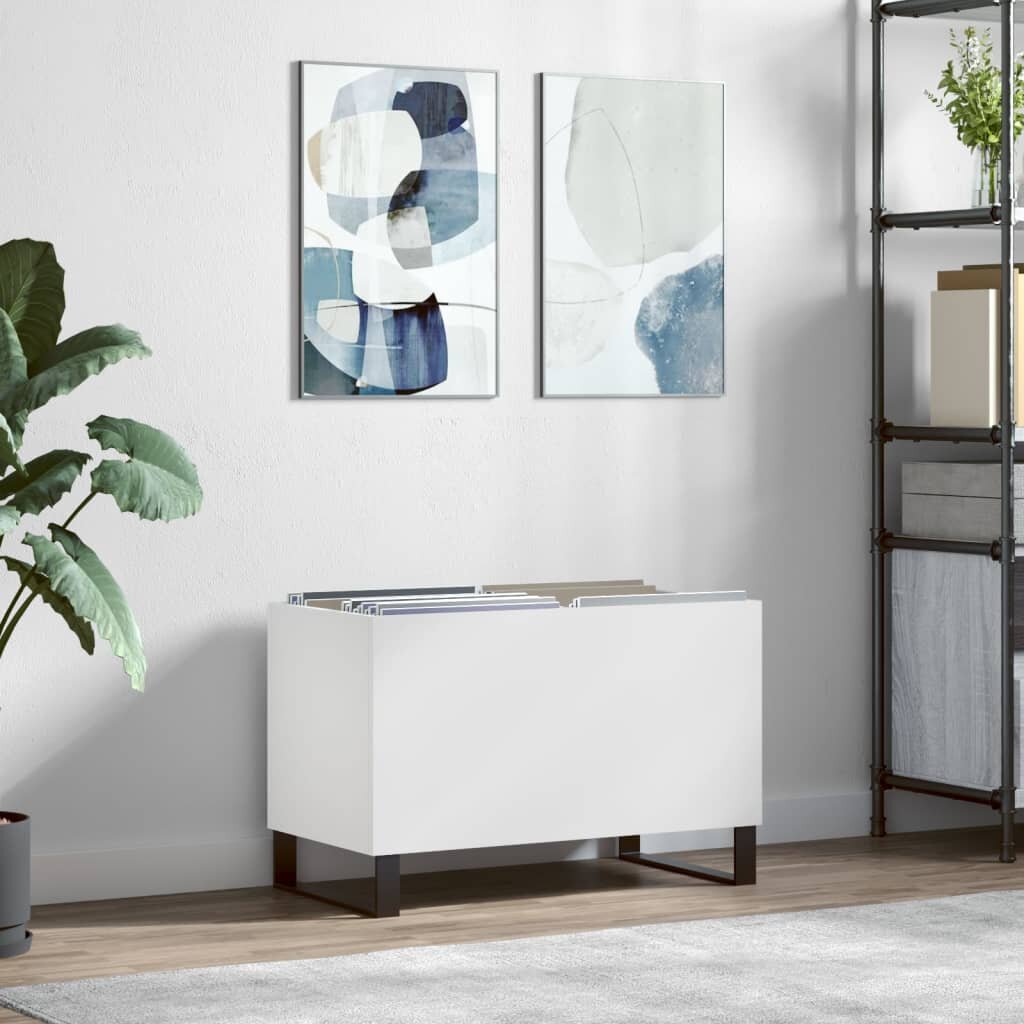 vidaXL Шкаф за грамофонни плочи бял 745x38x48 см инженерно дърво