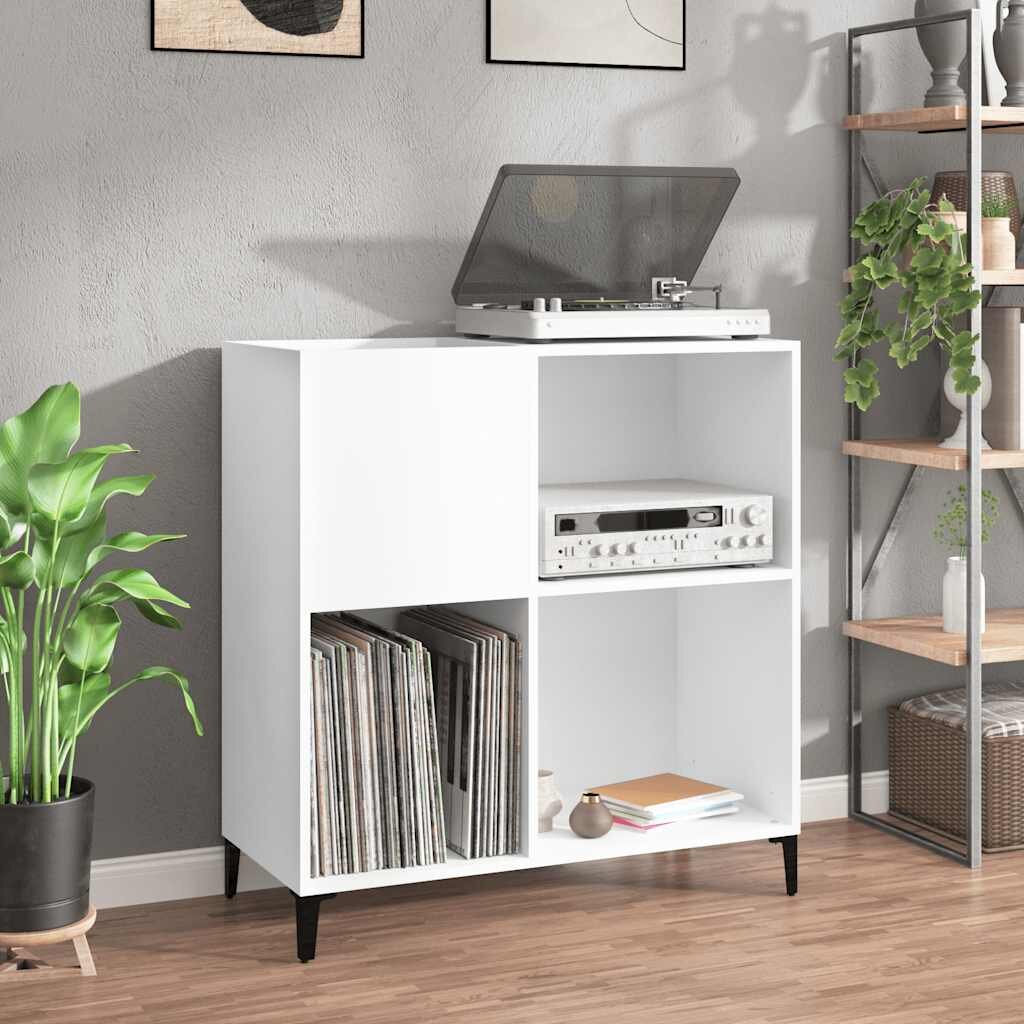 vidaXL Шкаф за грамофонни плочи бял 845x38x89 см инженерно дърво
