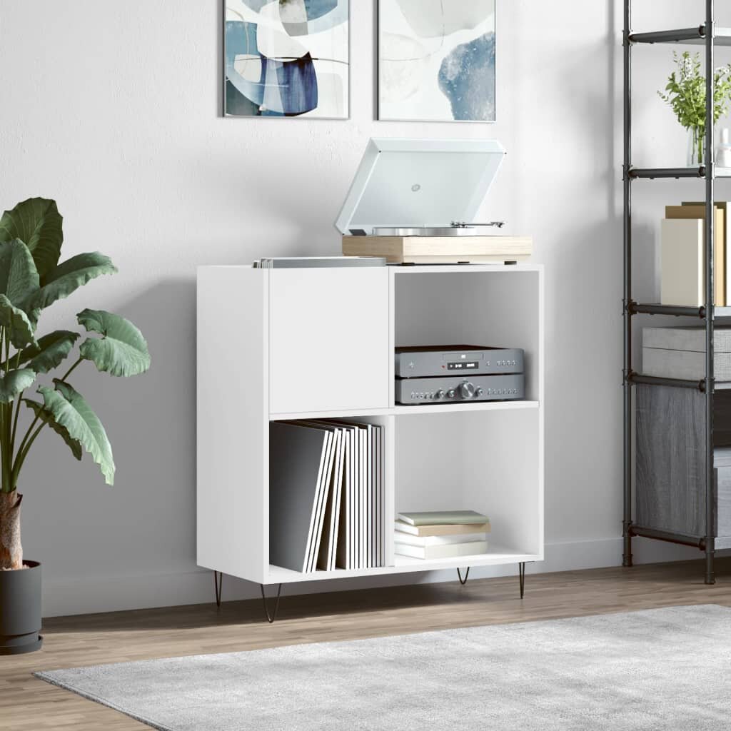 vidaXL Шкаф за грамофонни плочи бял 845x38x89 см инженерно дърво
