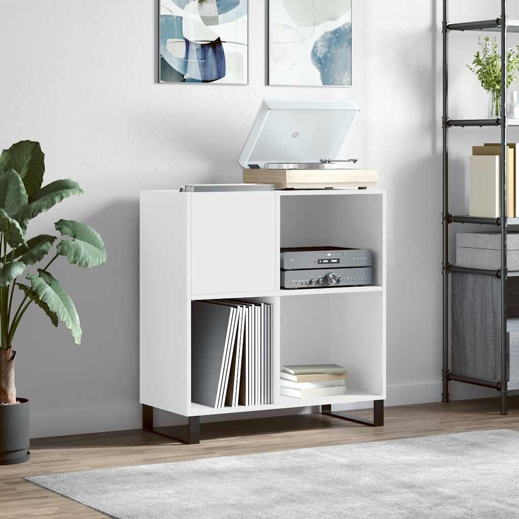 vidaXL Шкаф за грамофонни плочи бял 845x38x89 см инженерно дърво
