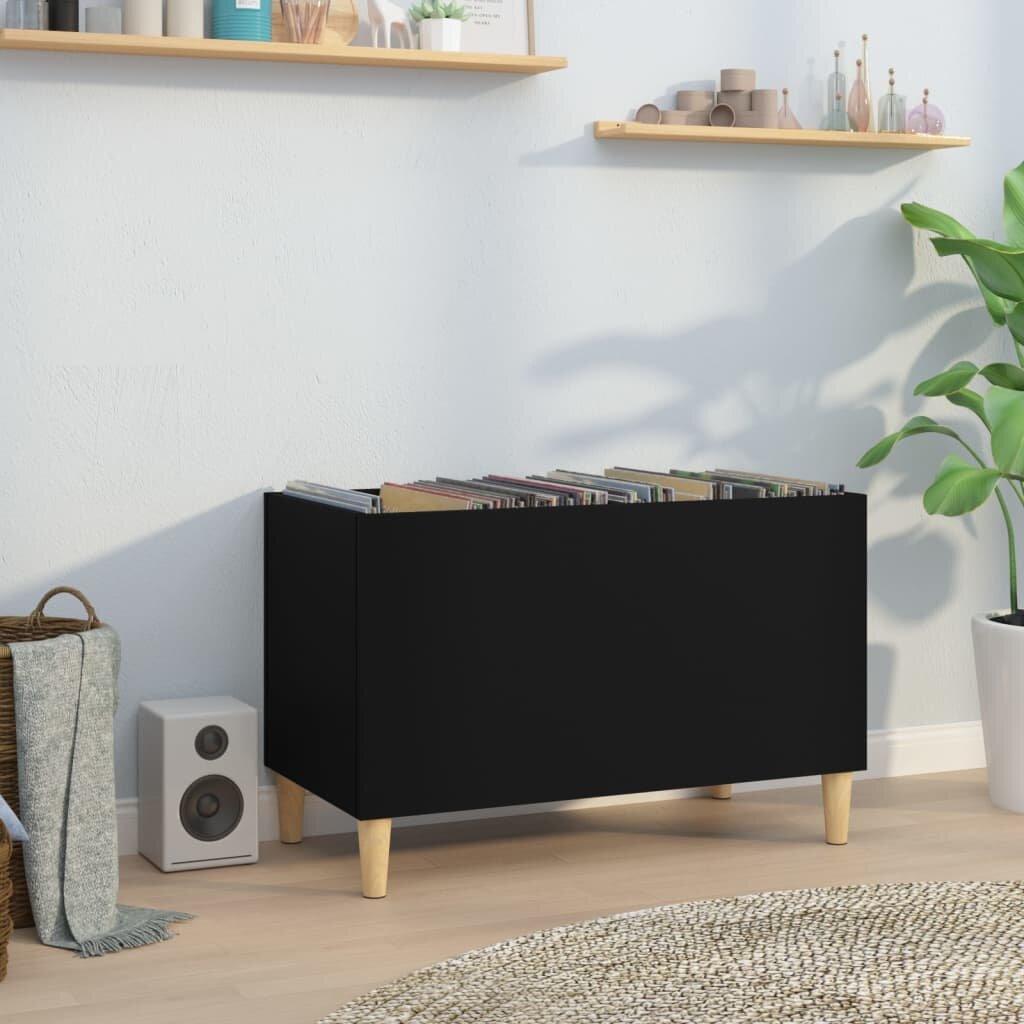 vidaXL Шкаф за грамофонни плочи черен 745x38x48 см инженерно дърво
