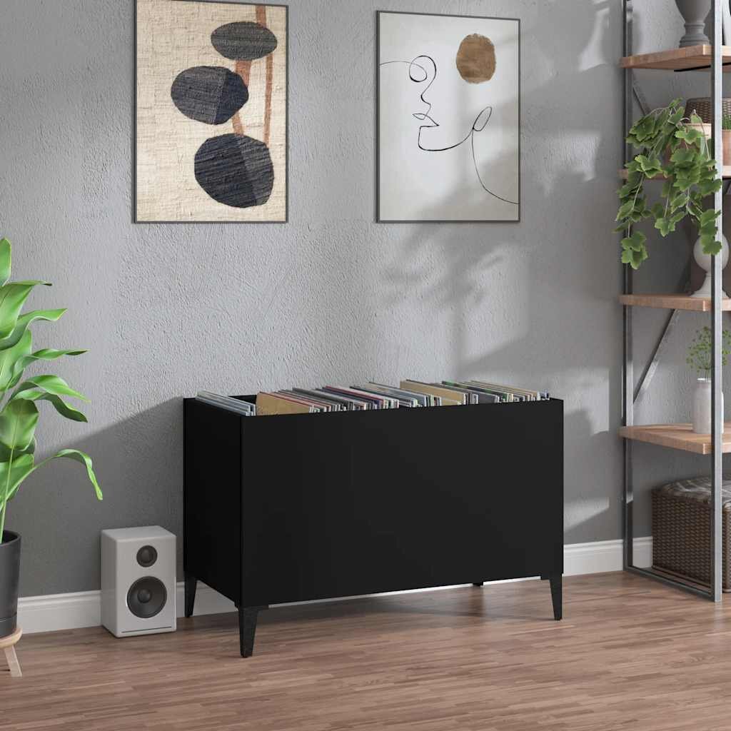 vidaXL Шкаф за грамофонни плочи черен 745x38x48 см инженерно дърво