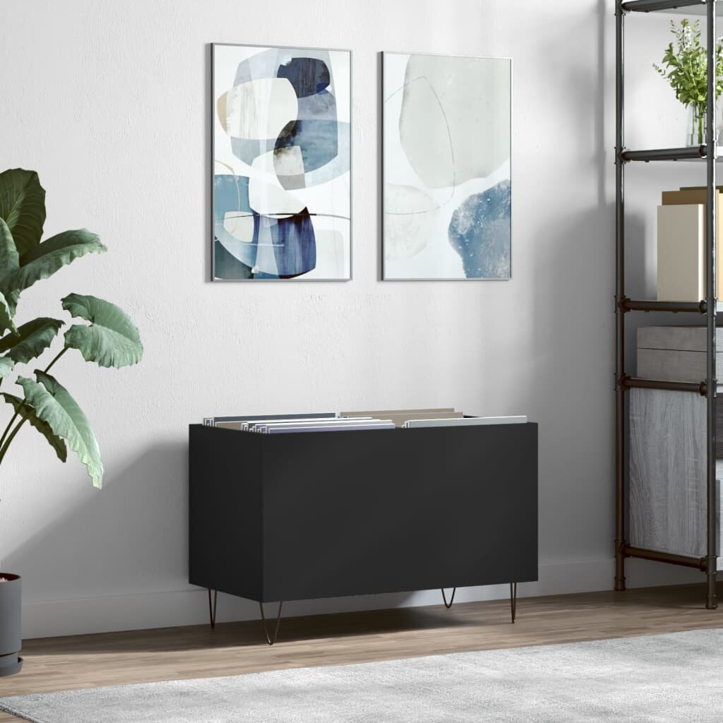vidaXL Шкаф за грамофонни плочи черен 745x38x48 см инженерно дърво