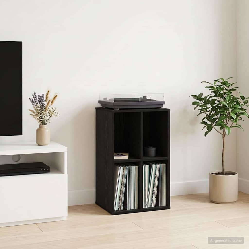 vidaXL Шкаф за грамофонни плочи Черен дъб 445 x 365 x 745 см