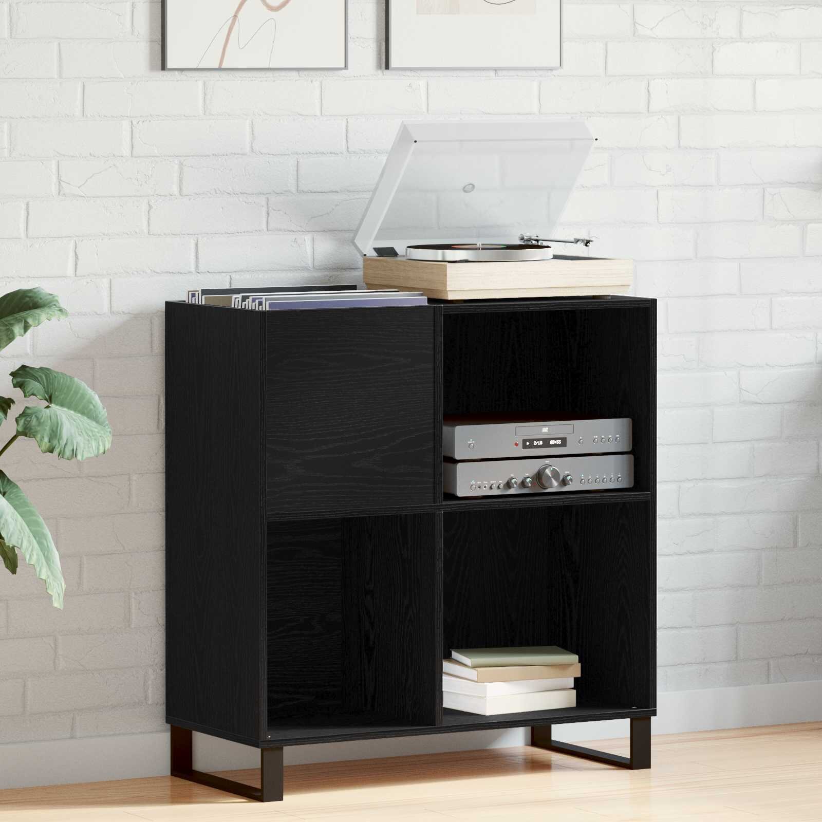 vidaXL Шкаф за грамофонни плочи Черния дъб 845 x 38 x 89 см