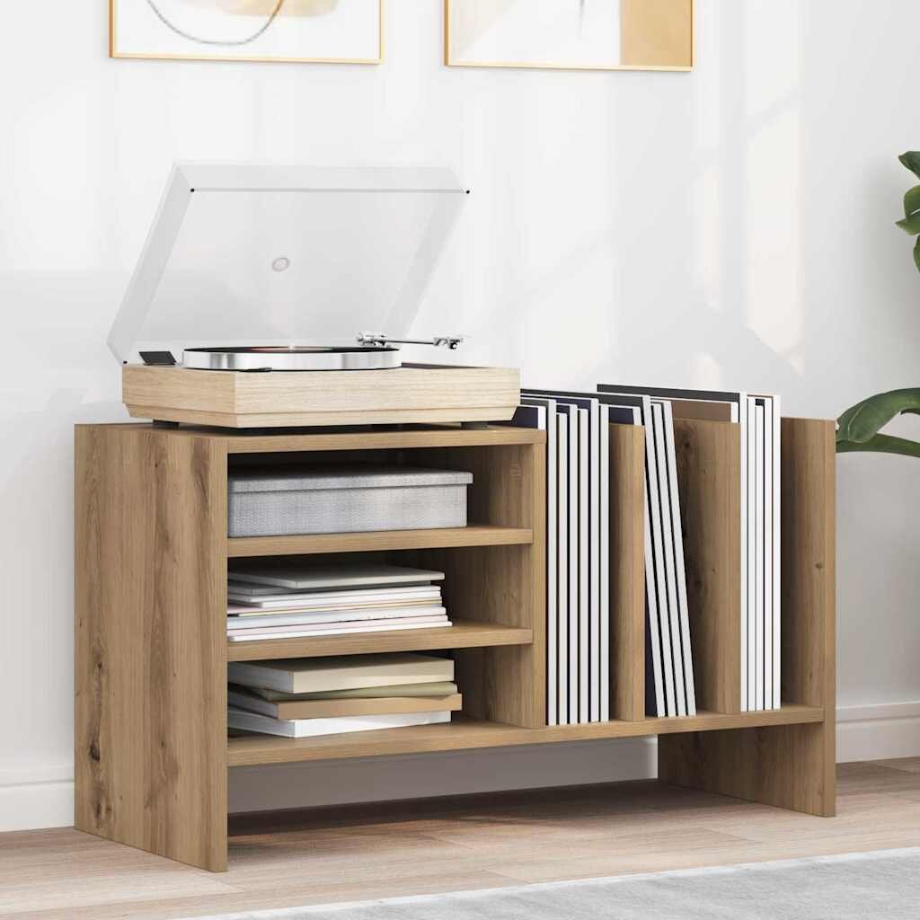 vidaXL Шкаф за грамофонни плочи Дъб 78.5 x 35 x 45 см