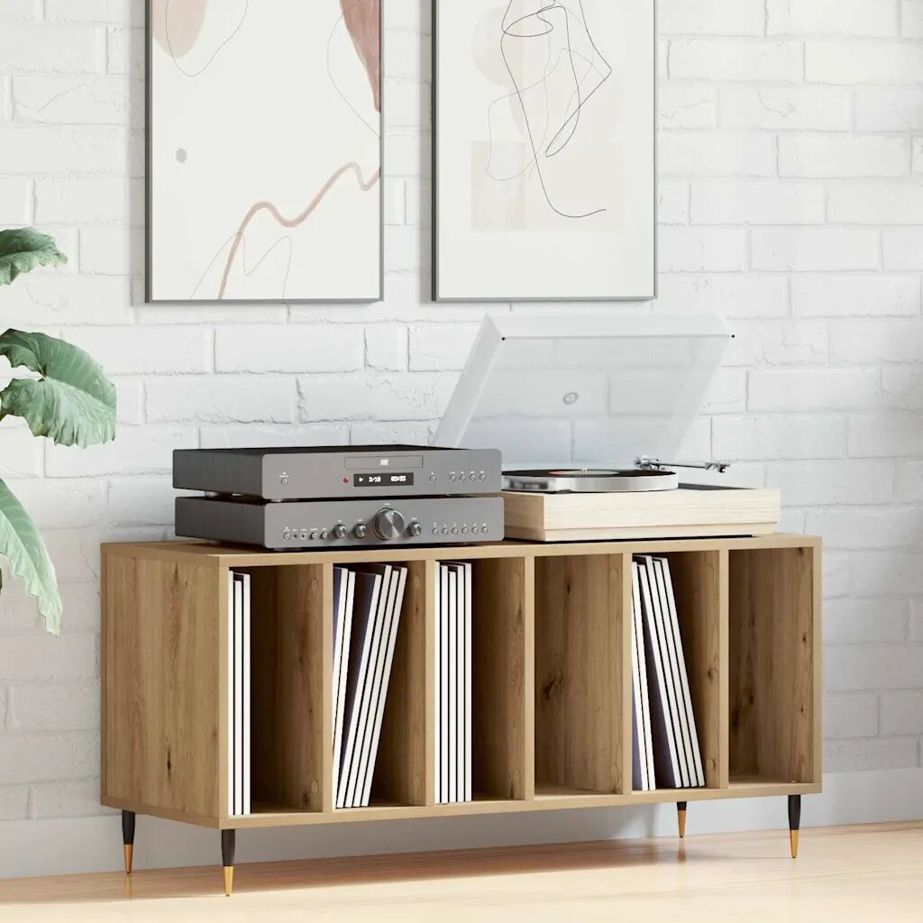 vidaXL Шкаф за грамофонни плочи дъб артизан 100 x 38 x 48 см