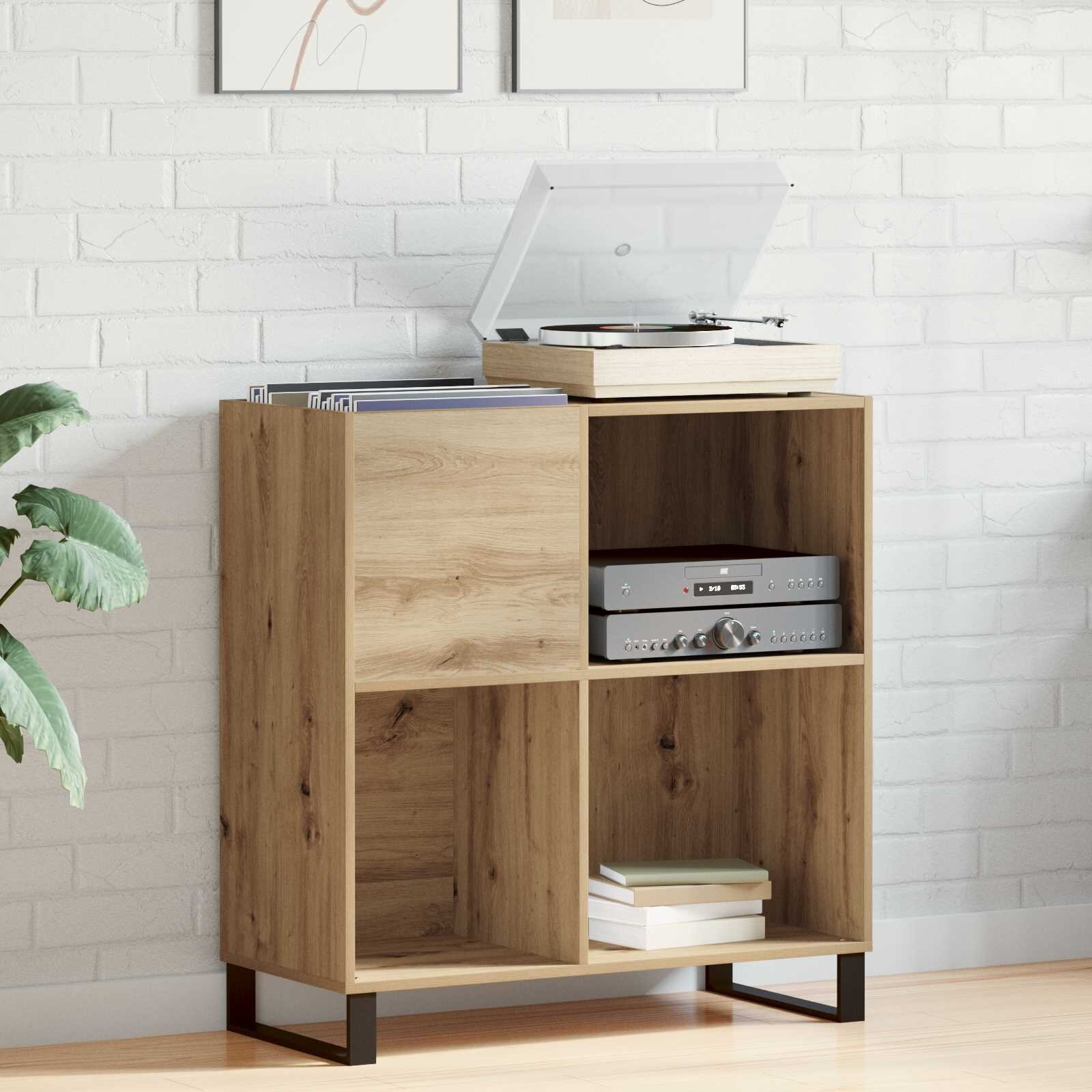 vidaXL Шкаф за грамофонни плочи дъб артизан 845 x 38 x 89 см