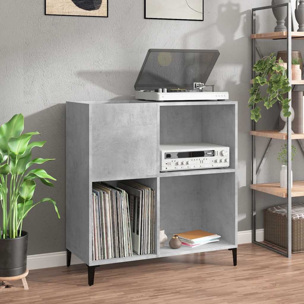 vidaXL Шкаф за грамофонни плочи сив 845x38x89 см инженерно дърво
