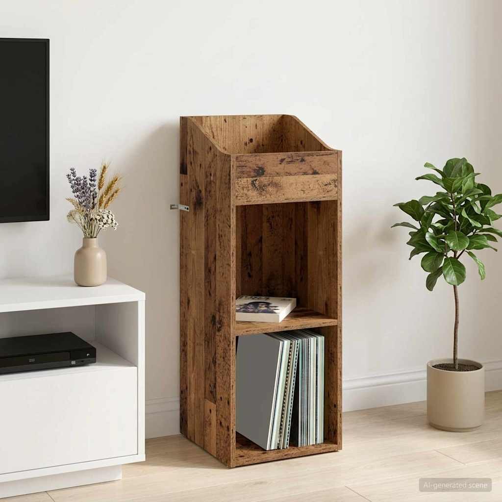 vidaXL Шкаф за грамофонни плочи Старо дърво 36 x 36 x 955 см