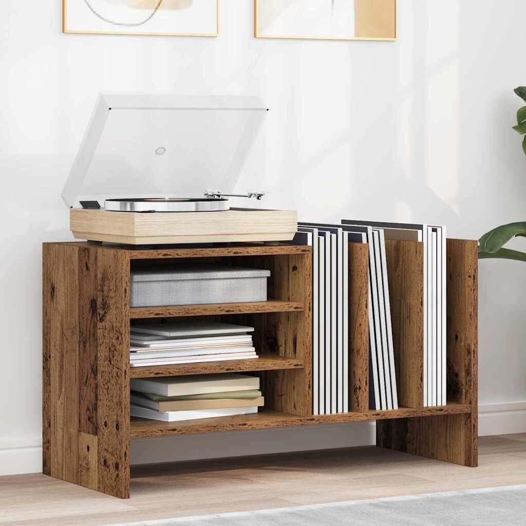 vidaXL Шкаф за грамофонни плочи Старо дърво 78.5 x 35 x 45 см