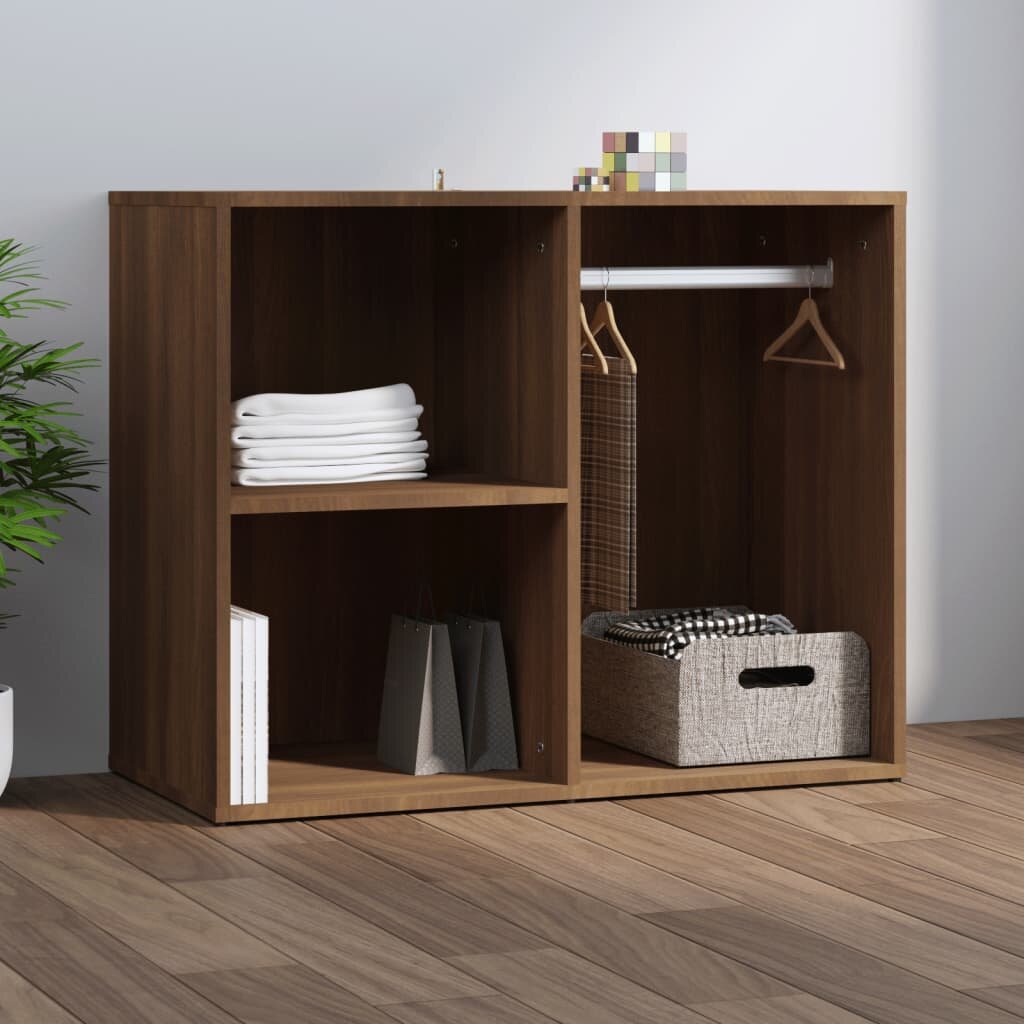 vidaXL Шкаф за гримиране Кафяв дъб 80x40x65 см инженерно дърво