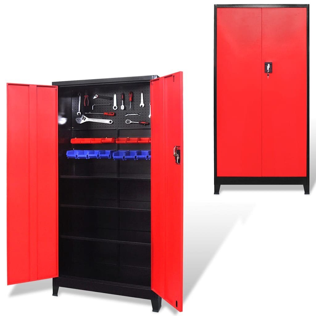 vidaXL Шкаф за инструменти с 2 врати стомана 90x40x180 cм