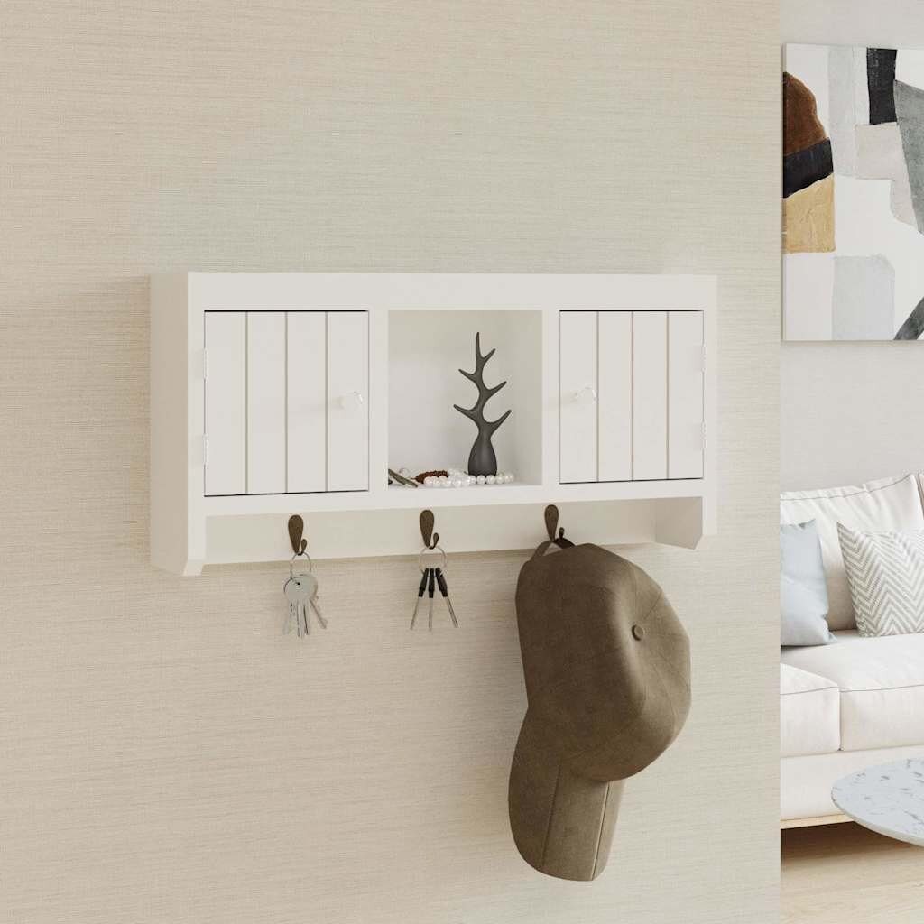 vidaXL Шкаф за ключове бял 40x85x20 см инженерно дърво и стомана