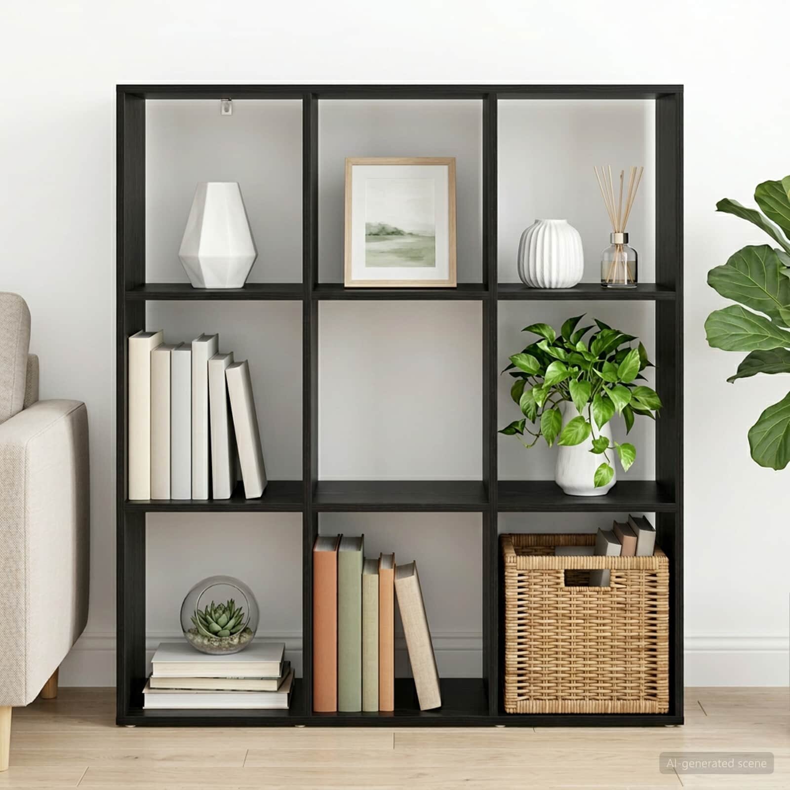 vidaXL Шкаф за книги 102 x 29 x 1035 см Инженерна дървесина Черен дъб