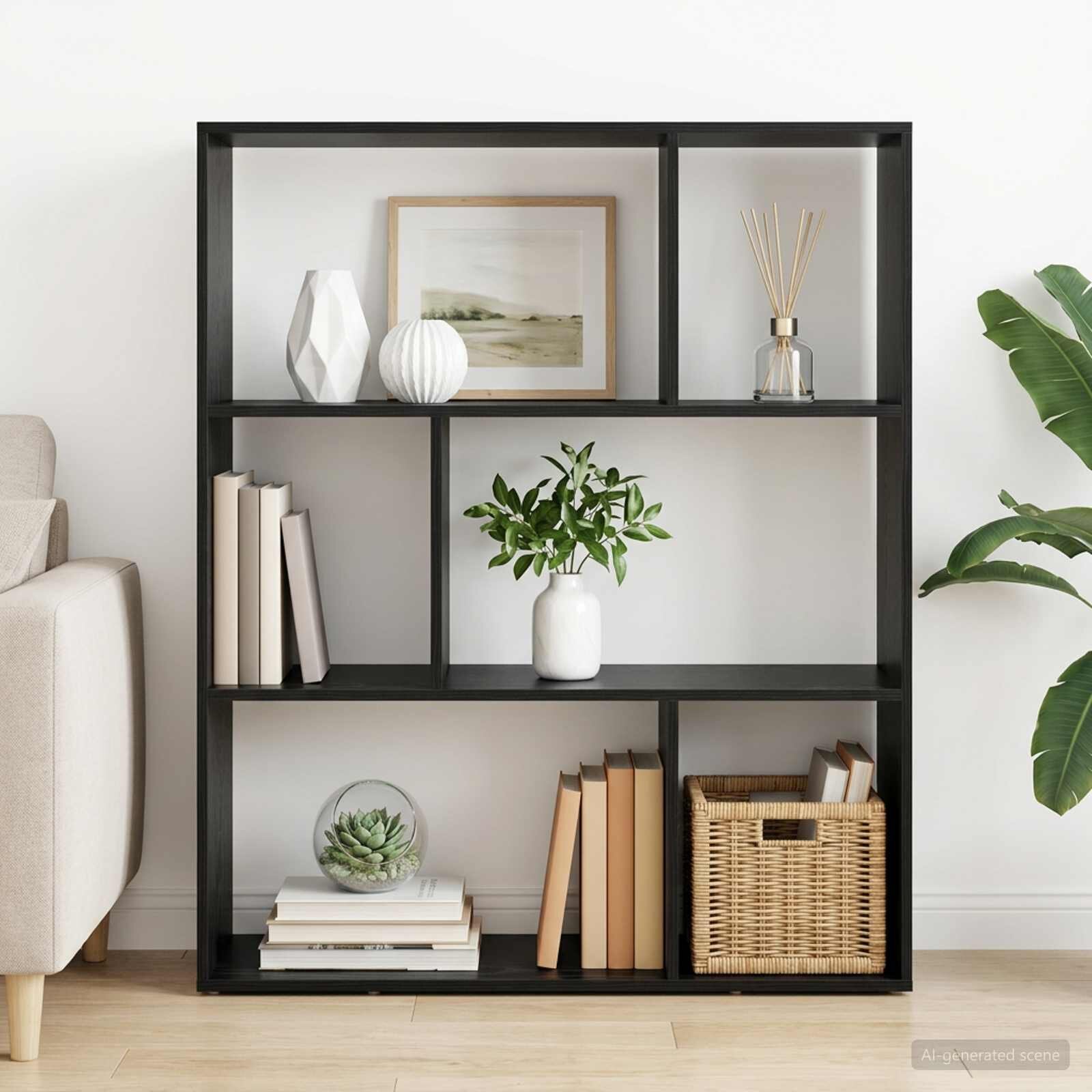 vidaXL Шкаф за книги 102 x 29 x 1035 см Инженерна дървесина Черен дъб