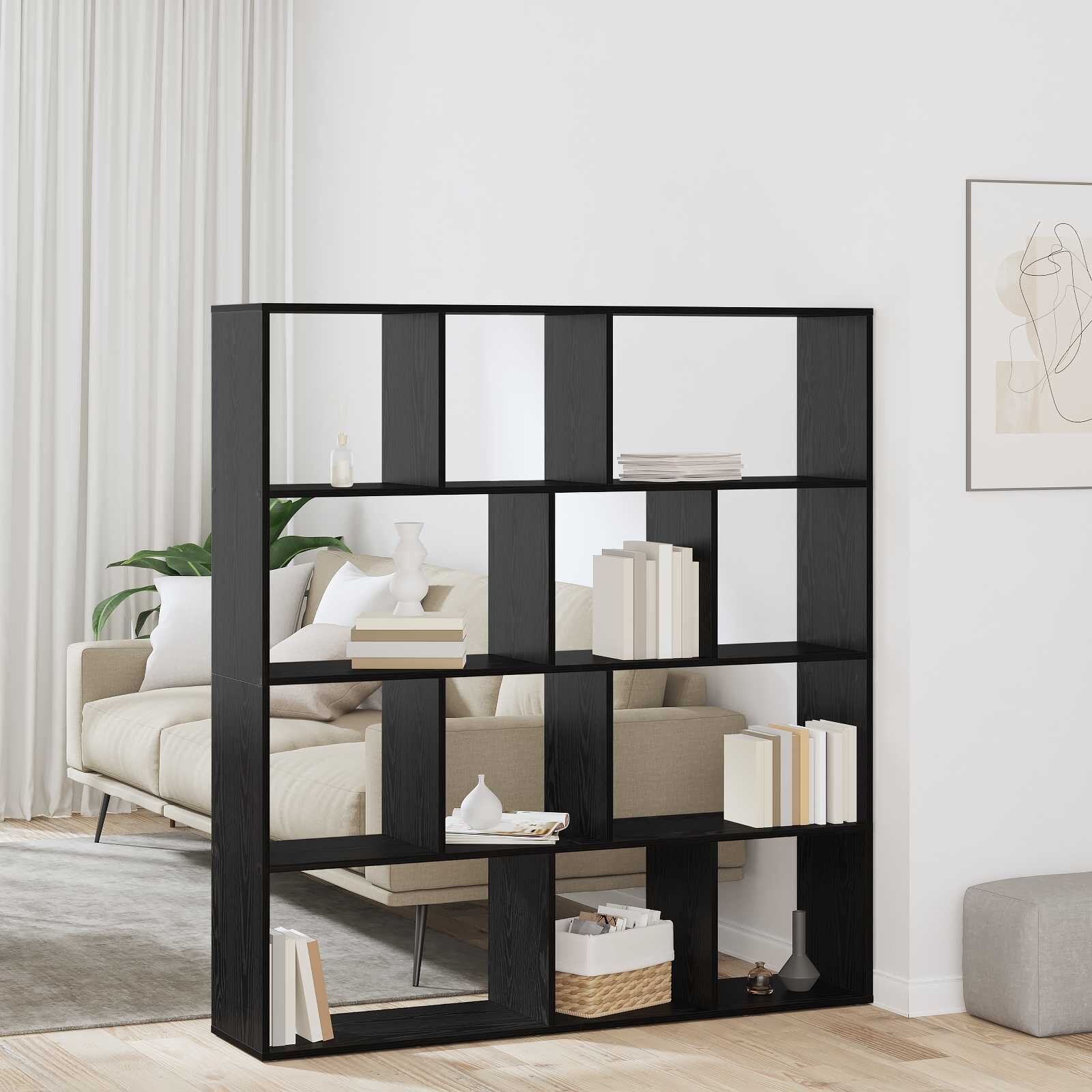 vidaXL Шкаф за книги 12 нива 132 x 29 x 1415 см Инженерна дървесина