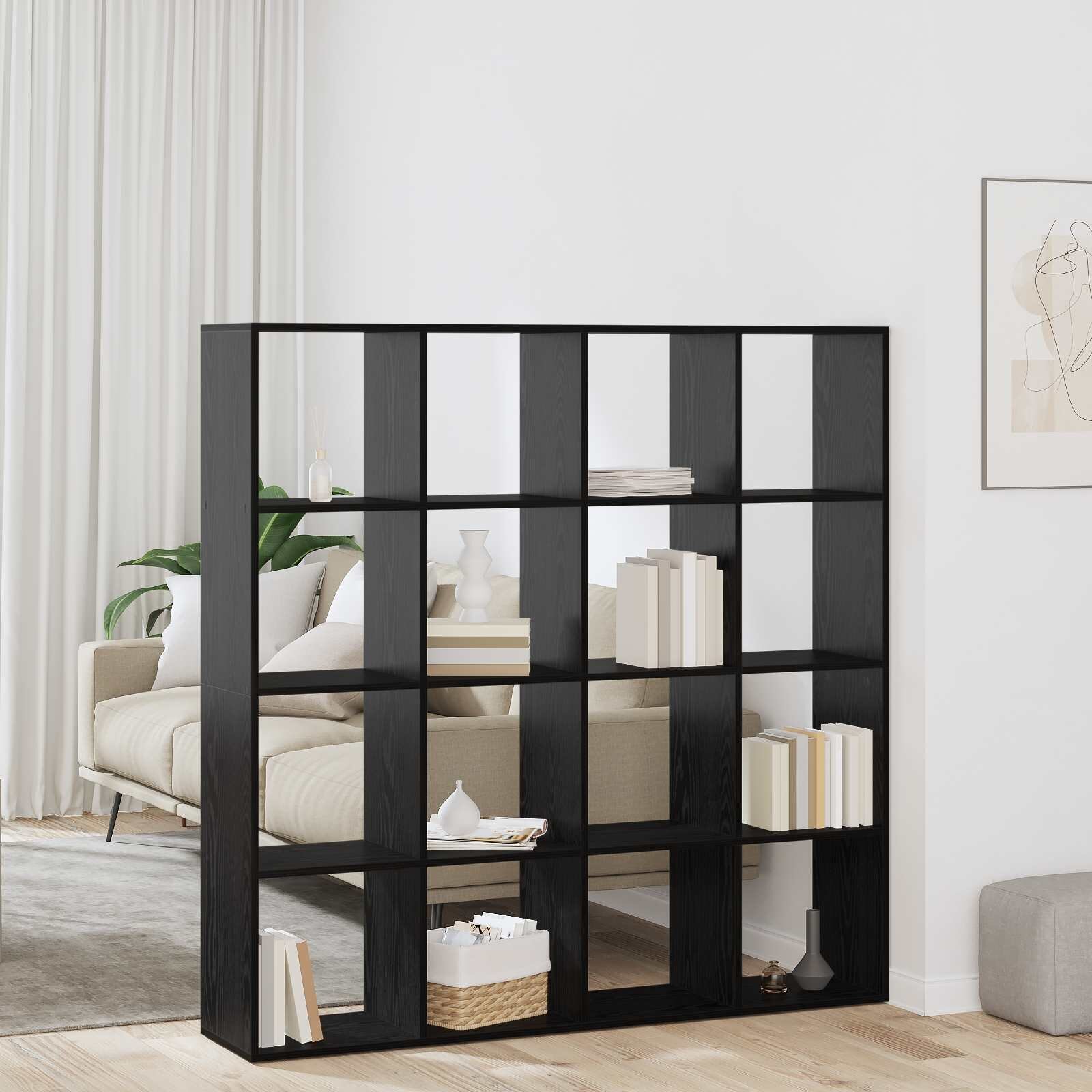 vidaXL Шкаф за книги 16 нива 1375 x 29 x 1375 см Инженерна дървесина