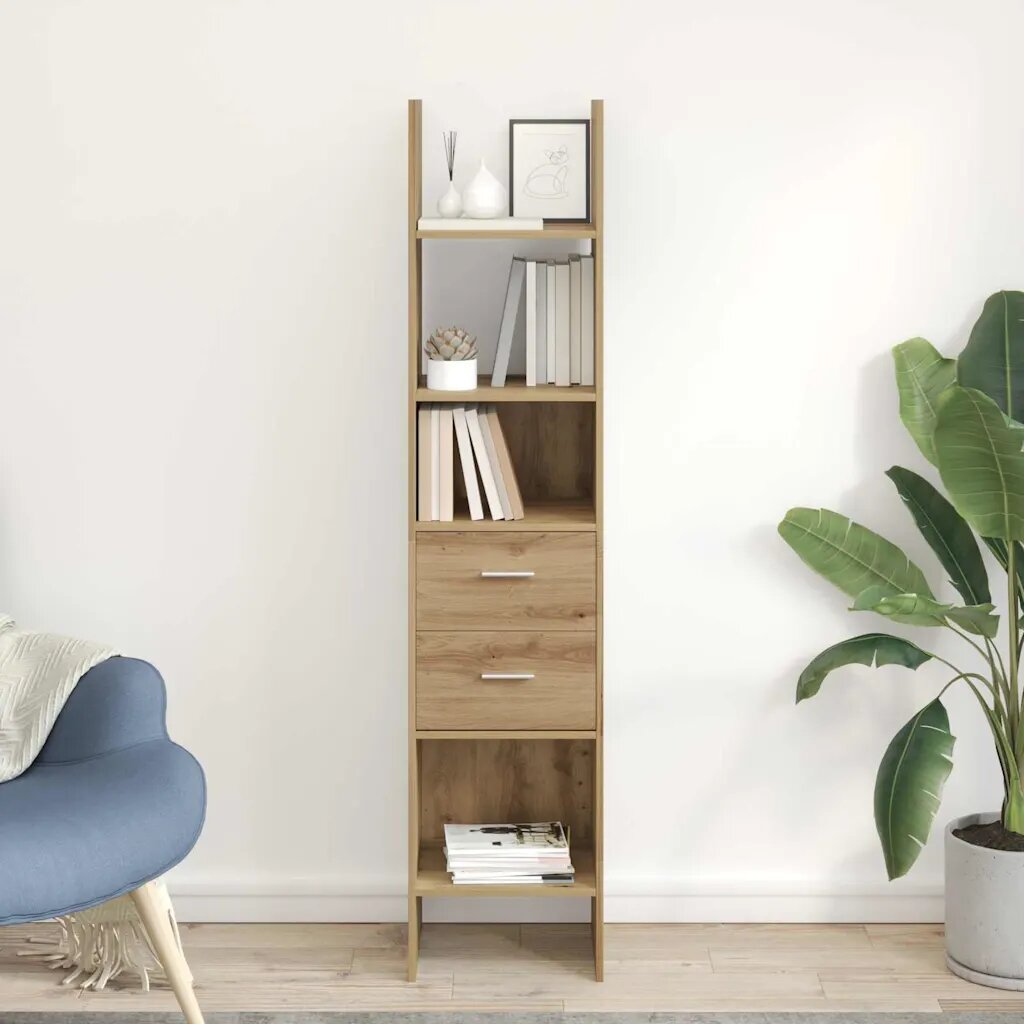 vidaXL Шкаф за книги 2 нива 40 x 35 x 180 см Инженерна дървесина