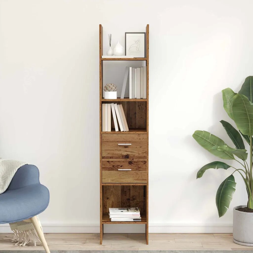 vidaXL Шкаф за книги 2 нива 40 x 35 x 180 см Инженерна дървесина
