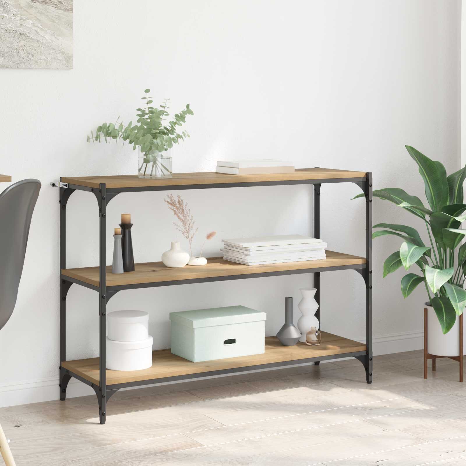 vidaXL Шкаф за книги 3 нива 100 x 33 x 705 см дъб артизан