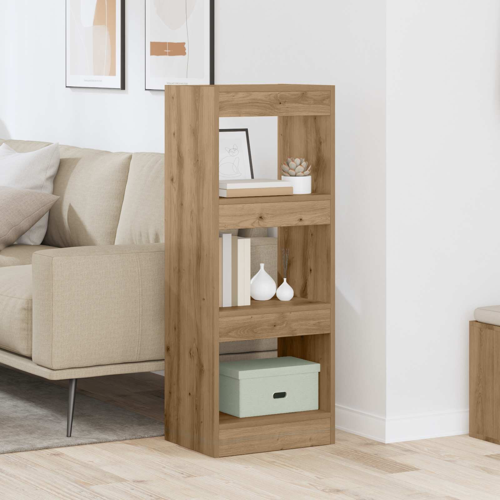 vidaXL Шкаф за книги 3 нива 37 x 30 x 103 см Инженерна дървесина