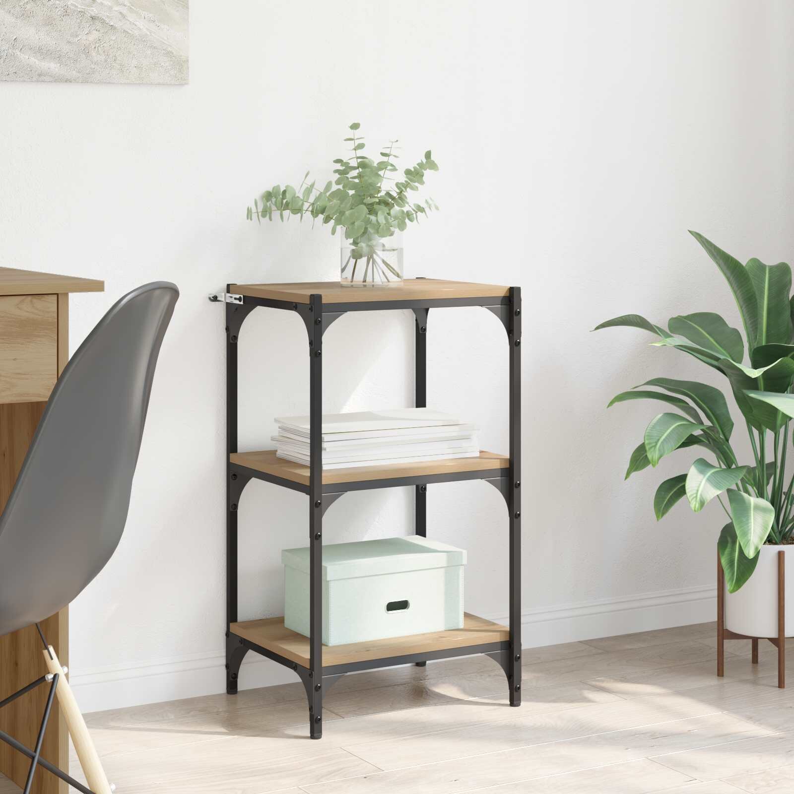 vidaXL Шкаф за книги 3 нива 40 x 33 x 705 см дъб артизан
