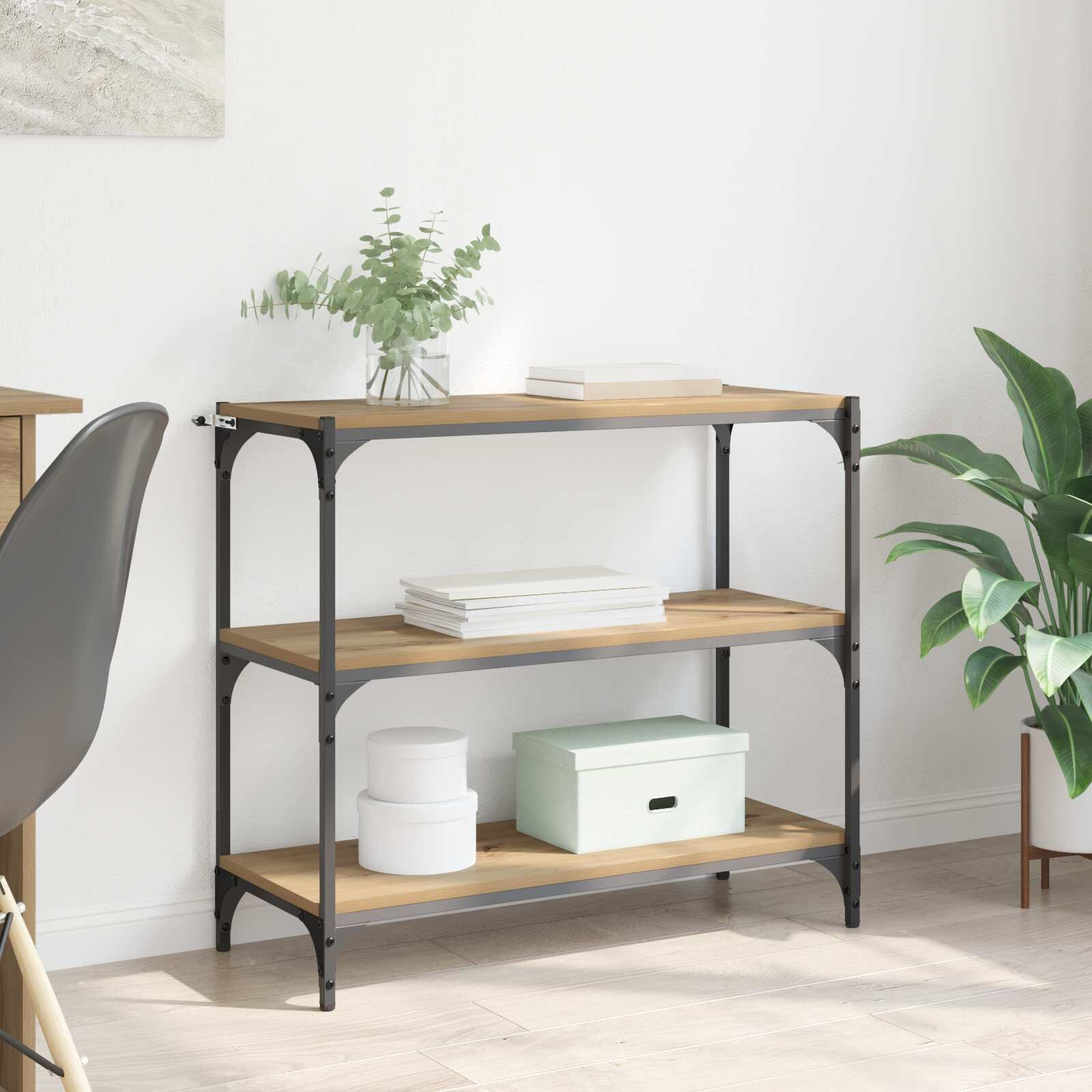 vidaXL Шкаф за книги 3 нива 80 x 33 x 705 см Дъб