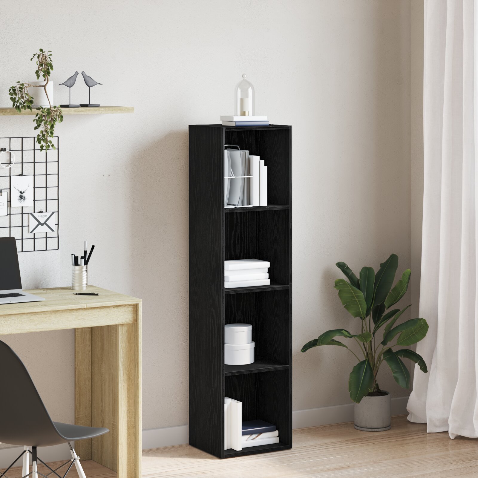 vidaXL Шкаф за книги 4 нива 36 x 30 x 143 cm Инженерна дървесина