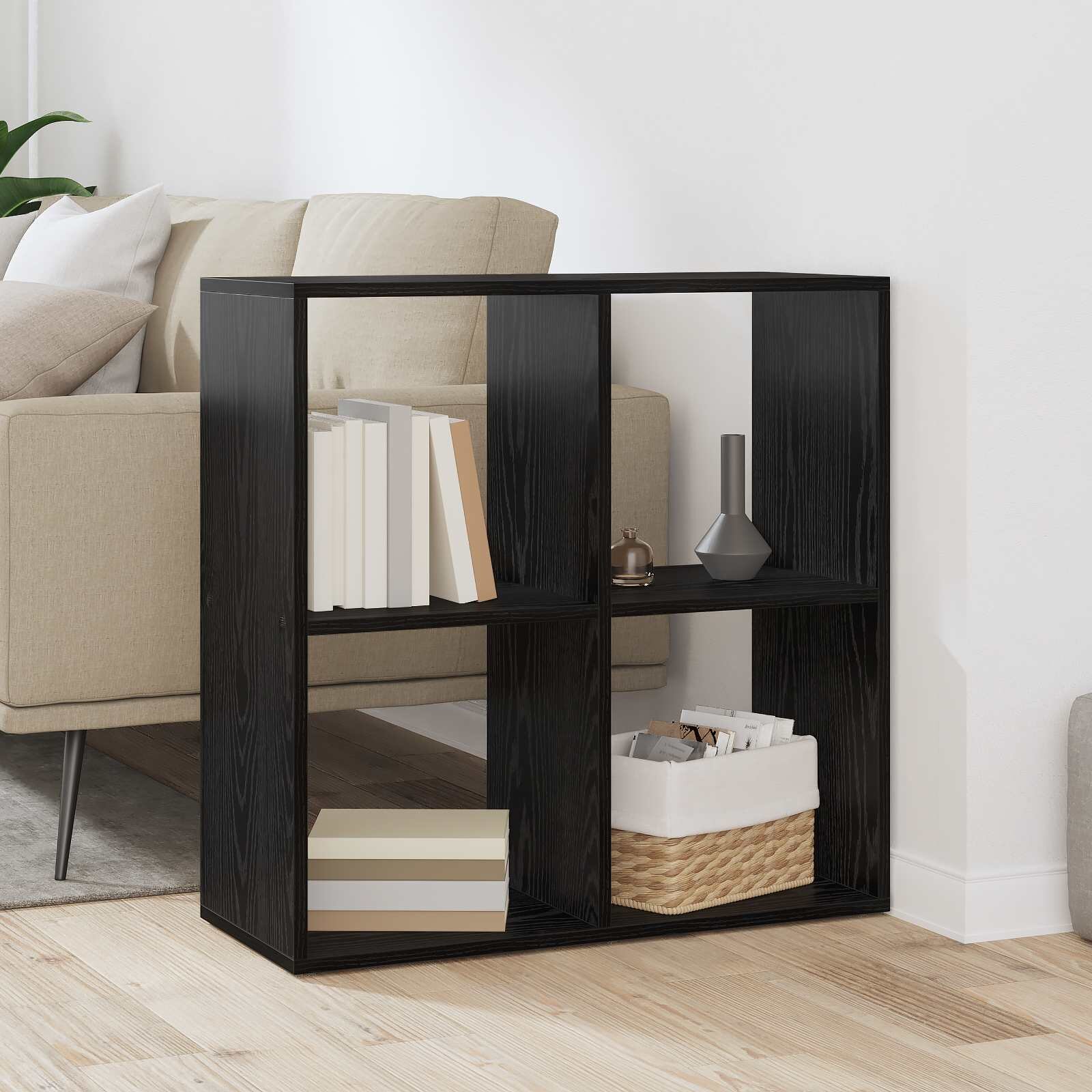 vidaXL Шкаф за книги 4 нива 695 x 29 x 695 см Инженерна дървесина