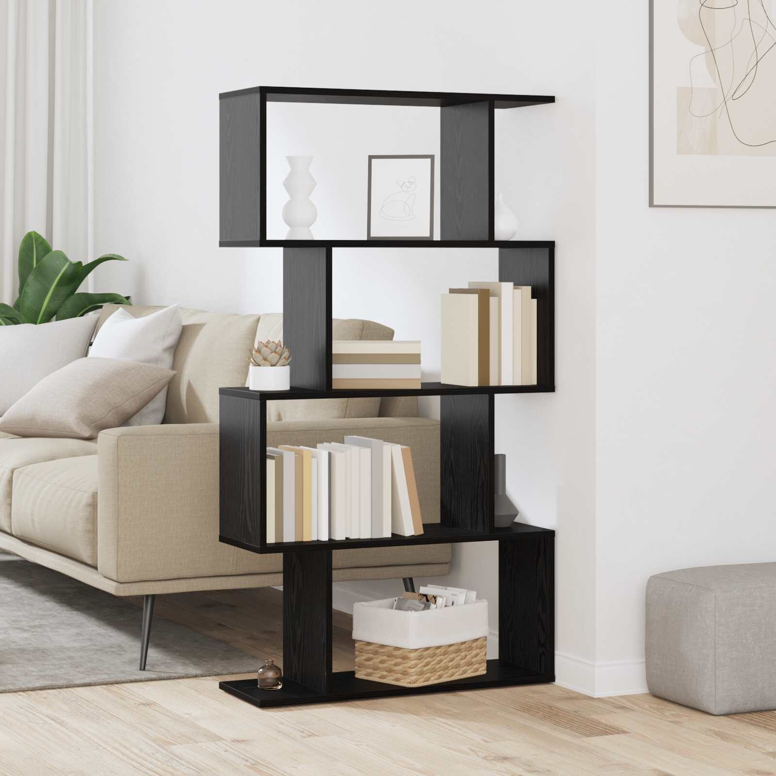 vidaXL Шкаф за книги 4 нива 70 x 24 x 129 см Инженерна дървесина