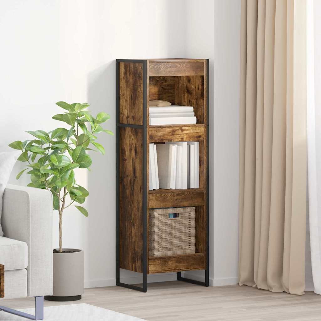 vidaXL Шкаф за книги 40 x 30 x 121 см Инженерна дървесина Димящ дъб