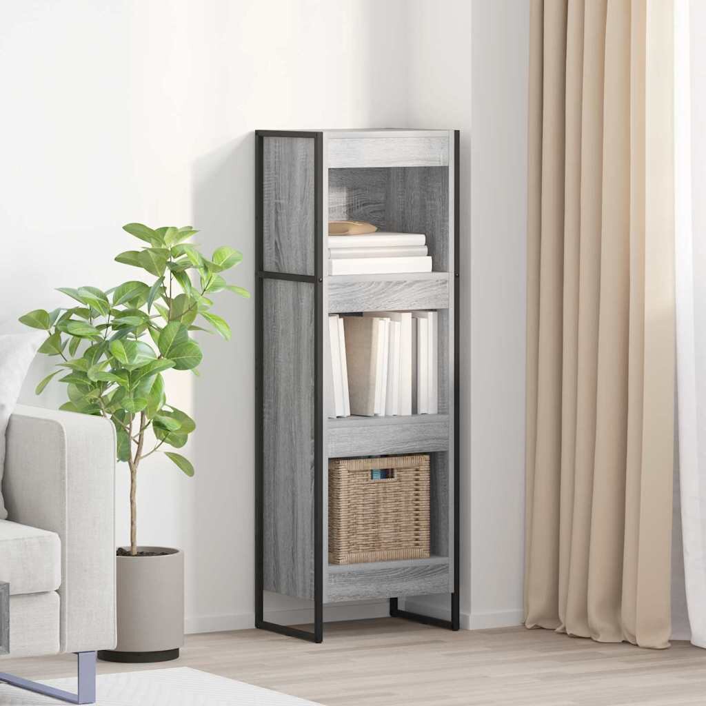 vidaXL Шкаф за книги 40 x 30 x 121 см Инженерна дървесина Сив Сонома