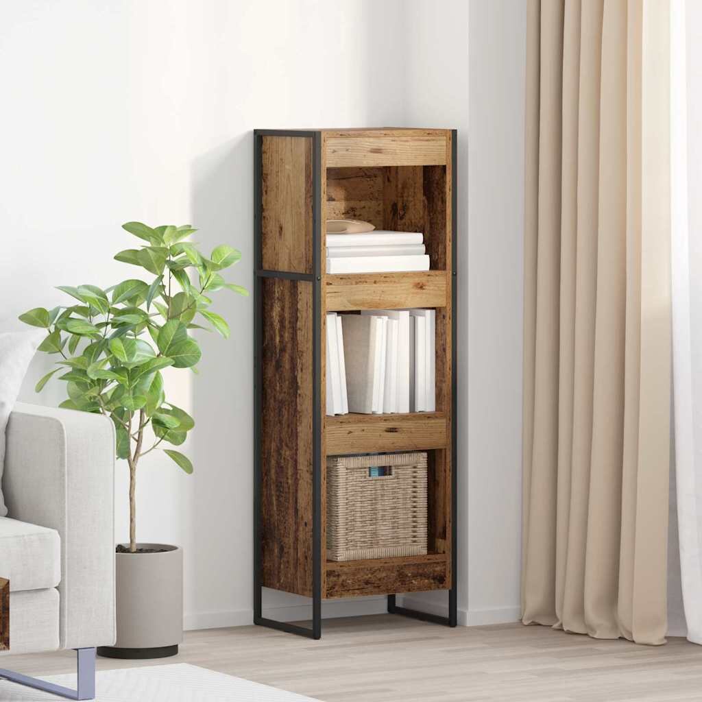 vidaXL Шкаф за книги 40 x 30 x 121 см Инженерна дървесина Старо дърво
