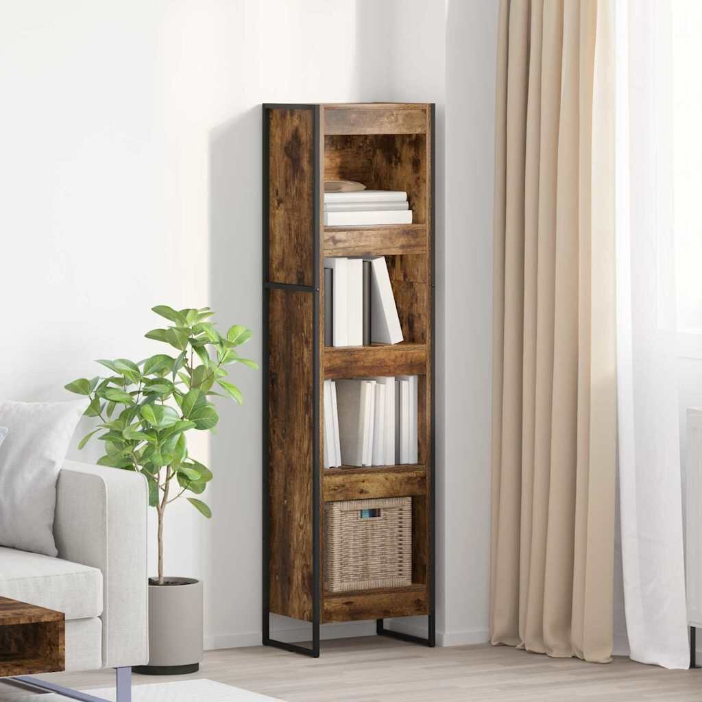 vidaXL Шкаф за книги 40 x 30 x 155 см Инженерна дървесина Димящ дъб