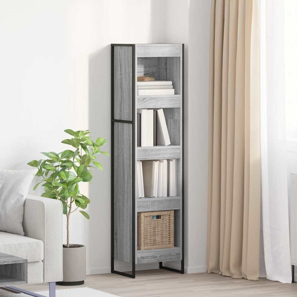 vidaXL Шкаф за книги 40 x 30 x 155 см Инженерна дървесина Сив Сонома