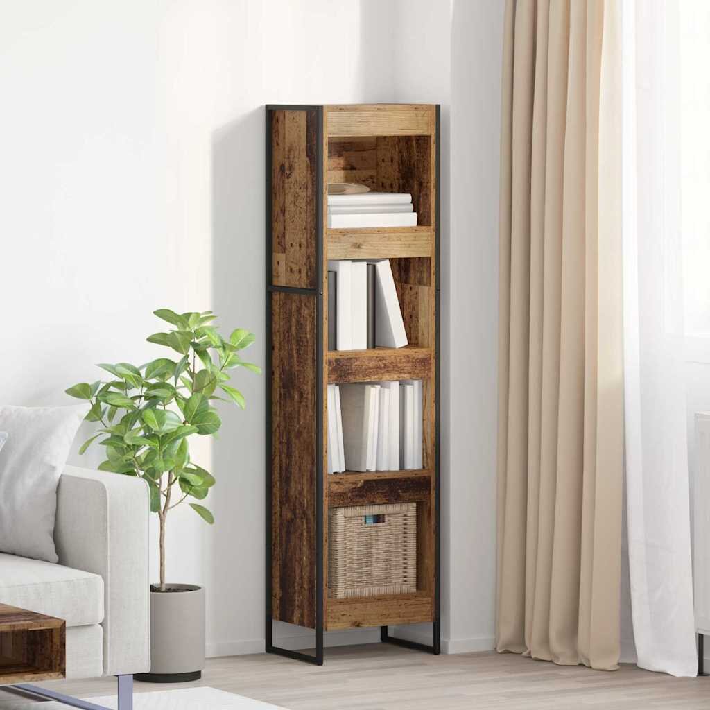 vidaXL Шкаф за книги 40 x 30 x 155 см Инженерна дървесина Старо дърво