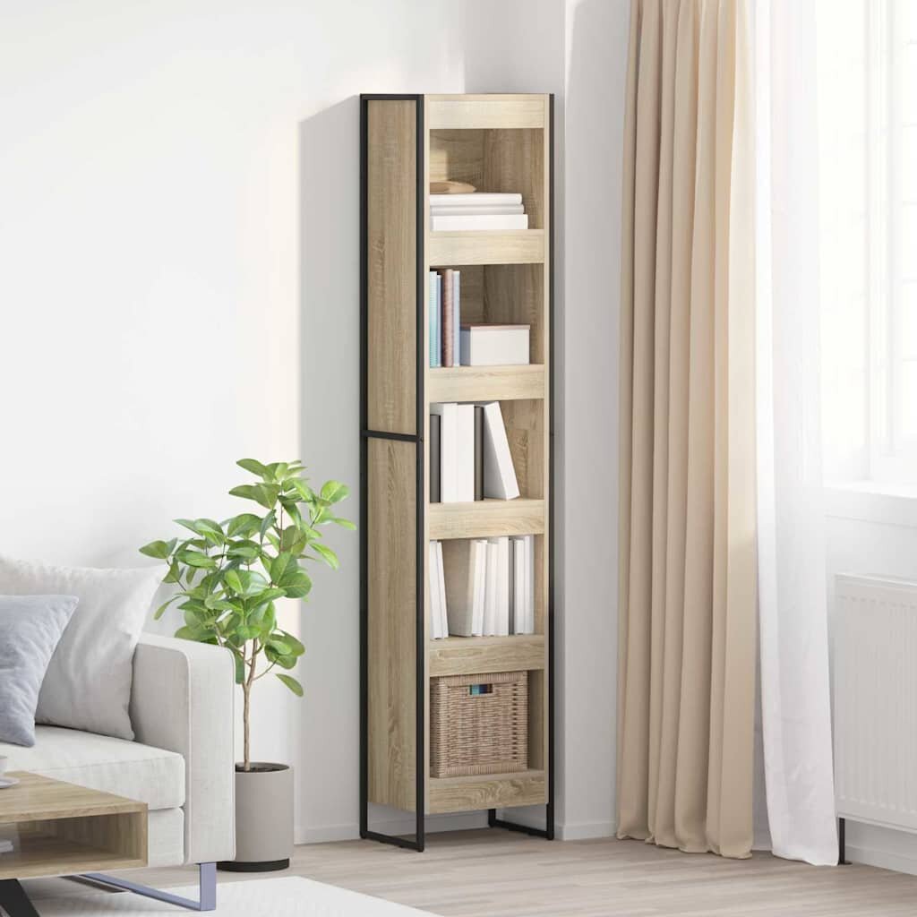 vidaXL Шкаф за книги 40 x 30 x 1895 см Инженерна дървесина Сонома