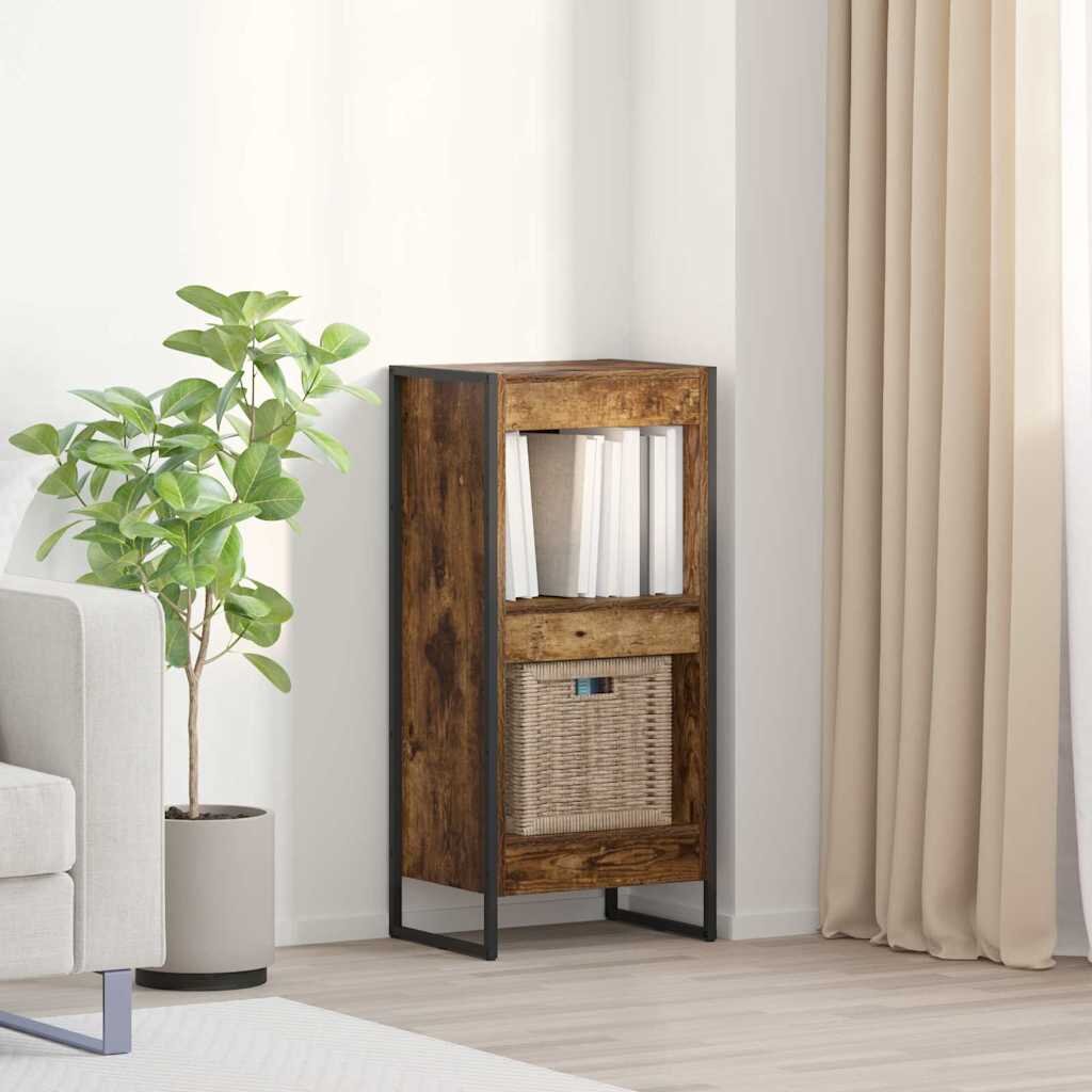 vidaXL Шкаф за книги 40 x 30 x 865 см Инженерна дървесина Димящ дъб