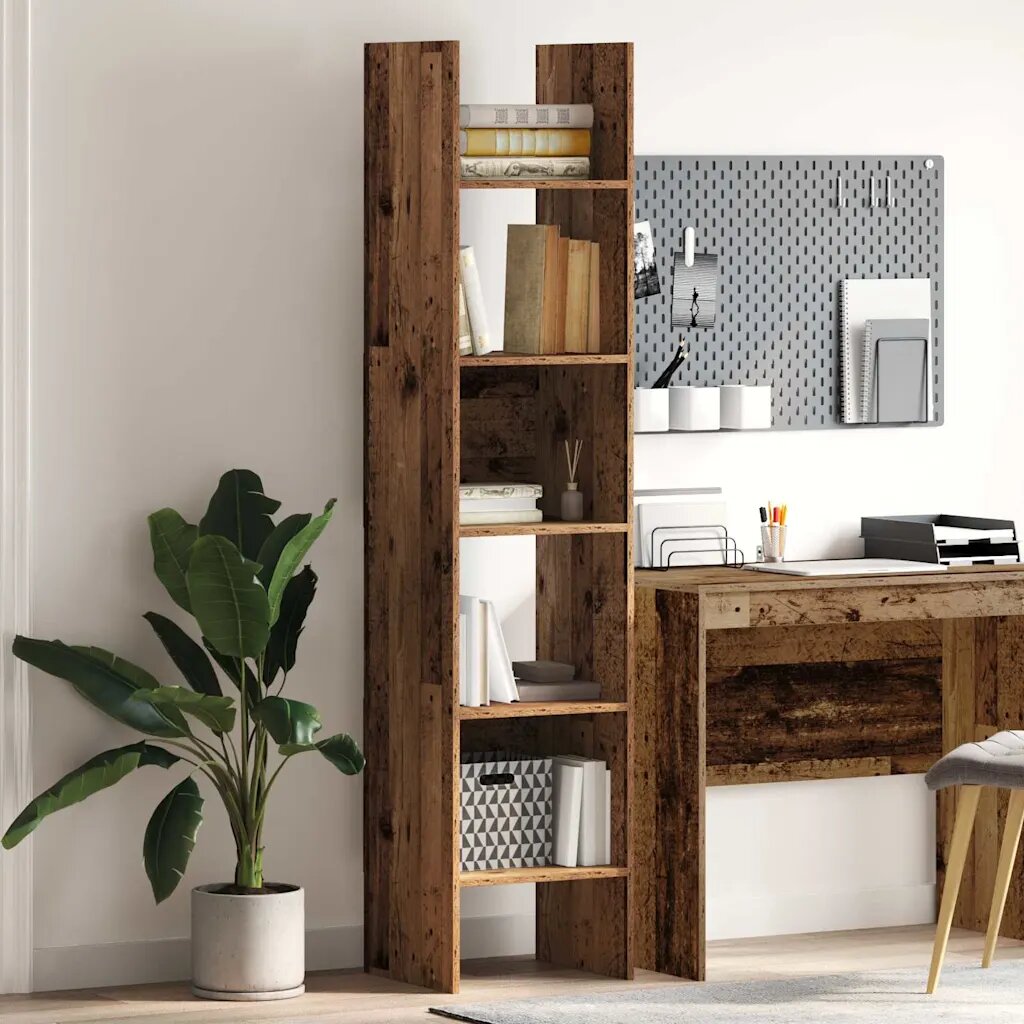 vidaXL Шкаф за книги 5 нива 40 x 35 x 180 см Инженерна дървесина