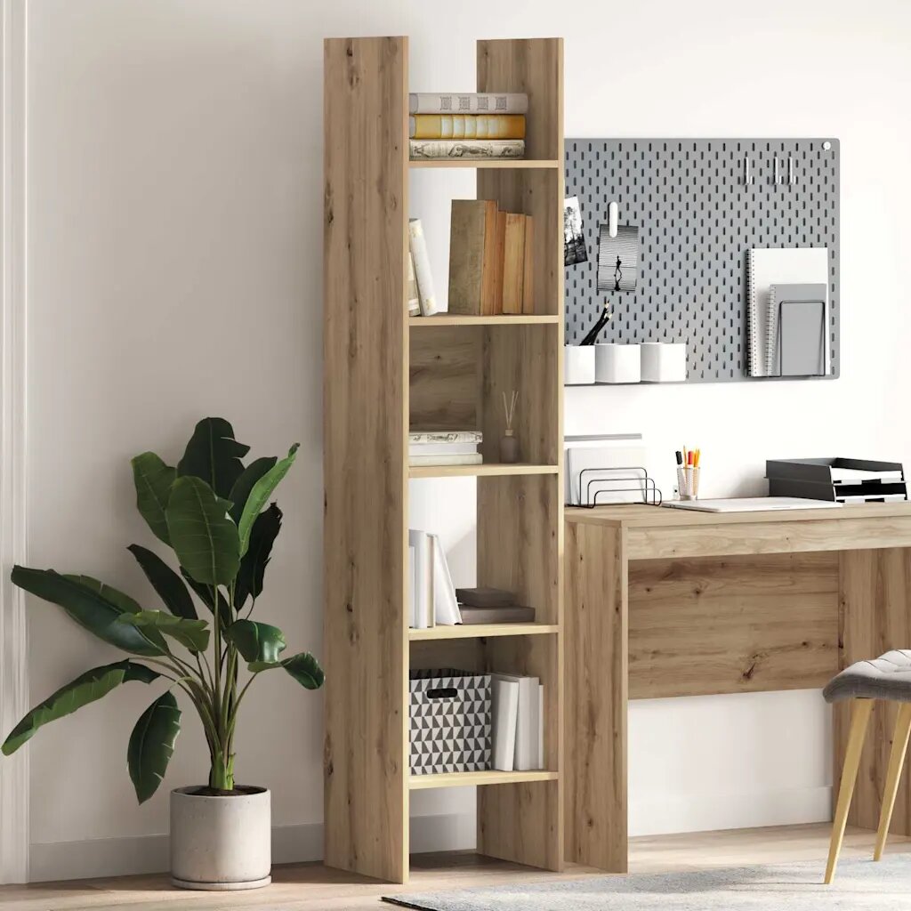 vidaXL Шкаф за книги 5 нива 40 x 35 x 180 см Инженерна дървесина Дъб